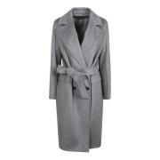 Grijze Wol Kasjmier Jas Dubbel-Breasted Max Mara Studio , Gray , Dames