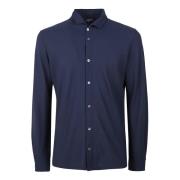 Witte Katoenen Jersey Shirt Zanone , Blue , Heren