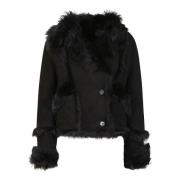 Zwarte Shearling Jas Dubbele Rij Italië Salvatore Santoro , Black , Da...