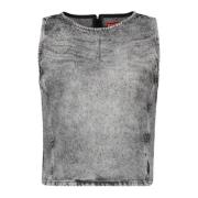 Mouwloze denimtop met strass Diesel , Gray , Dames