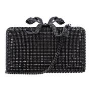 Kristal Diamanté Box Clutch Self Portrait , Black , Dames