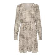 Grijze Textuur Check Jurk Kaffe , Multicolor , Dames