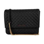 Gestikte leren schoudertas met studs Baldinini , Black , Dames