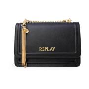 Zwarte tas voor vrouwen met clipsluiting Replay , Black , Dames