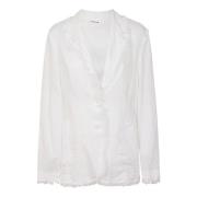 Linnen blazer met franjedetail P.a.r.o.s.h. , White , Dames