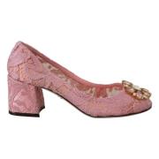 Pastelroze Kant Kristal Pumps Dolce & Gabbana , Pink , Dames