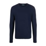 Blauwe Sweaters in Honingraat Breisel Zanone , Blue , Heren