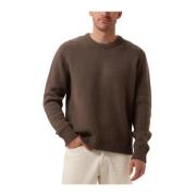 Bruine Gebreide Relaxte Crew Neck Trui Selected Homme , Brown , Heren