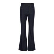 Flared Jeans Donkerblauw Ongewassen Gestuz , Black , Dames