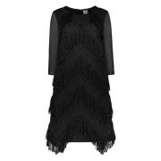 Jurk met franjes Lorena Antoniazzi , Black , Dames