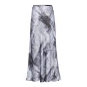 Abstract Print High Waist Denim Rok Gestuz , Blue , Dames