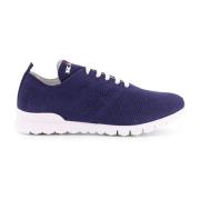 Monogram Gebreide Sneakers Rubberen Zool Italië Kiton , Blue , Heren