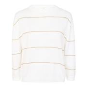 Gestreepte linnenmix boxy fit top Zanone , White , Dames