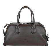 Leren handtas met logoprint en ritssluiting Tod's , Brown , Dames