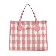 Roze Geruite Shopper Tas Guess , Pink , Dames