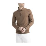 Trui van pure nieuwe wol met poloshirt kraag Peserico , Brown , Heren