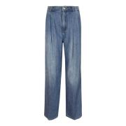 Blauwe Denim Jeans met Rits en Knoop Michael Kors , Blue , Dames