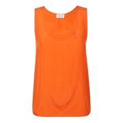 Oranje Zijden Crepe Top met Zijsplitten P.a.r.o.s.h. , Orange , Dames