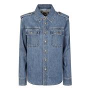 Denim Blauw Overhemd met Knoopsluiting Michael Kors , Blue , Dames