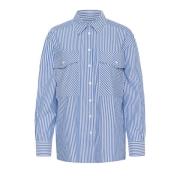 Oversized Blue Stripe Shirt Part Two , Blue , Dames