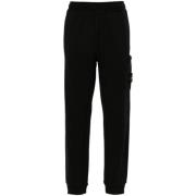 Mélange Tapered Broek met Kompas Badge Stone Island , Black , Heren