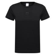 Zwarte Jersey T-shirt met Logo Patch Pinko , Black , Dames