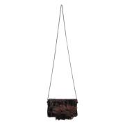 Velvet clutch met bloemenapplicatie Lorena Antoniazzi , Brown , Dames