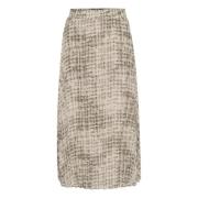 Geruite Textuur Rok Kaffe , Beige , Dames