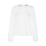 Blouse met pofmouwen en striknek Kaffe , White , Dames