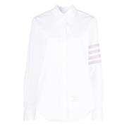 4-Gestreepte Poplin Punt Kraag Shirt Thom Browne , White , Dames