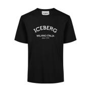 T-shirt met ijsberglogo Iceberg , Black , Heren