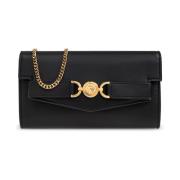 Leren portemonnee Versace , Black , Dames