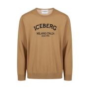 Trui met ronde hals en logo Iceberg , Beige , Heren