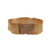 Beige Raffia Riem met Franjes Exquisite J , Beige , Dames