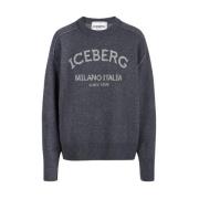 Trui met ronde hals en logo Iceberg , Gray , Dames