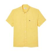 Gele korte mouwen overhemd Lacoste , Yellow , Heren