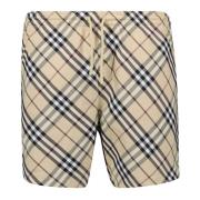 Geruite zwemshorts Lente-Zomer 2025 Burberry , Beige , Heren