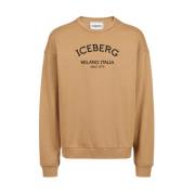 Sweatshirt met ronde hals en logo Iceberg , Brown , Heren