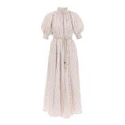 Gestreepte Maxi Jurk met Ballonmouwen Zimmermann , White , Dames