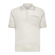 Beige Katoenen Poloshirt Regular Fit Brunello Cucinelli , White , Here...