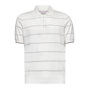 Gestreept Poloshirt van Wit Katoen Brunello Cucinelli , White , Heren