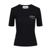 Kortemouw T-shirt in katoenen rib Iceberg , Black , Dames