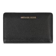 Korrelig Leren Portemonnee met Drukknoop Michael Kors , Black , Dames