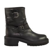 Leren enkellaars met rubberen zool Via Roma 15 , Black , Dames