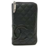 Pre-owned Leather wallets Chanel Vintage , Black , Dames