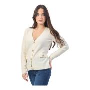 Ivory V-Neck Cardigan Sweater YES ZEE , Beige , Dames