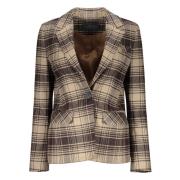 Ruit Motief Wollen Blazer Lorena Antoniazzi , Beige , Dames