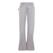 Grijze Flared Jeans met Logo Patch Bottega Veneta , Gray , Dames