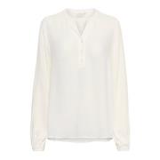 Krijt V-hals Blouse Kamathilde Stijl Kaffe , White , Dames