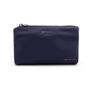 Nylon Beauty Case met Metalen Logo Kiton , Blue , Heren